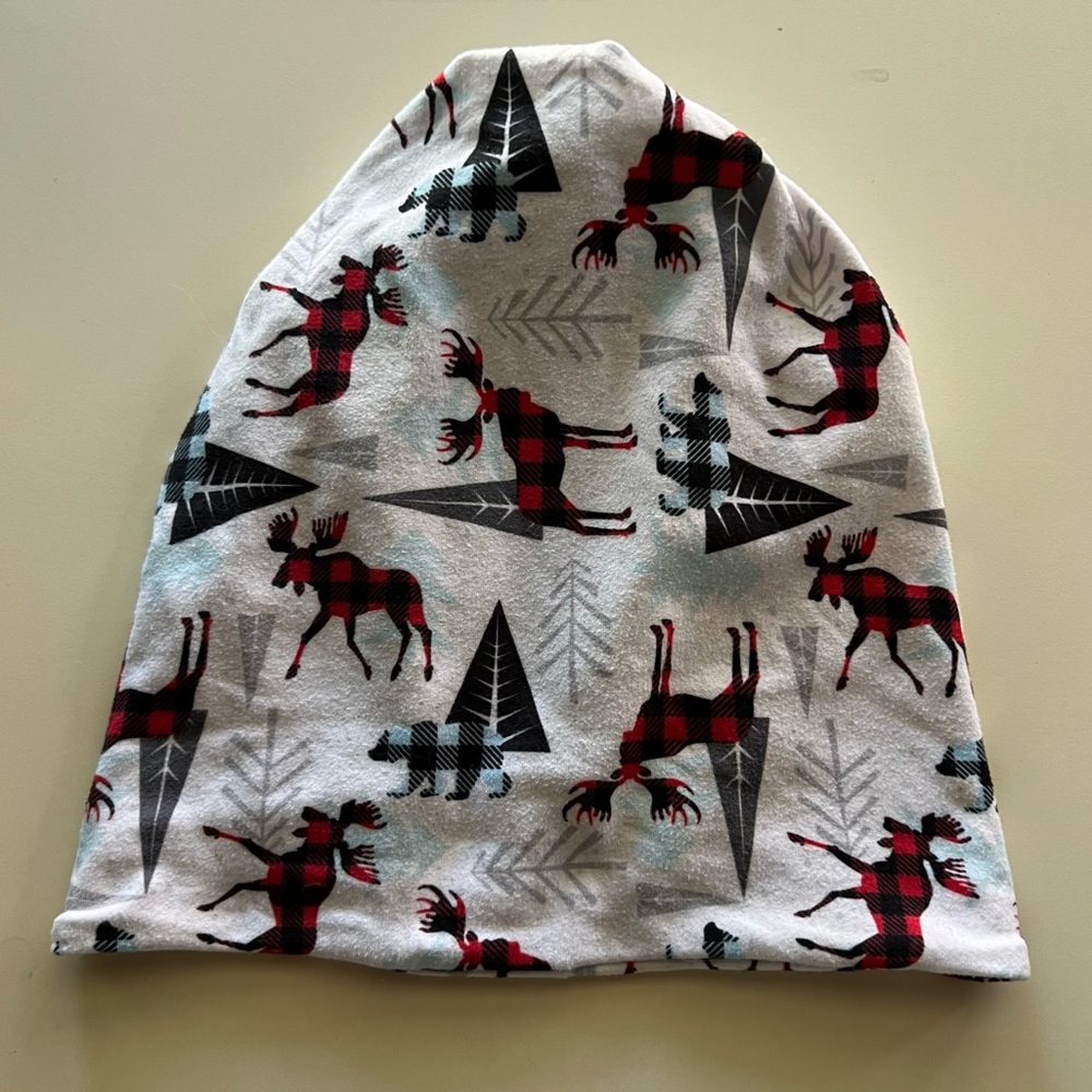 Bumblito Moose & Bear Print Beanie - Size: Adult (fits ages 3+ to adult)